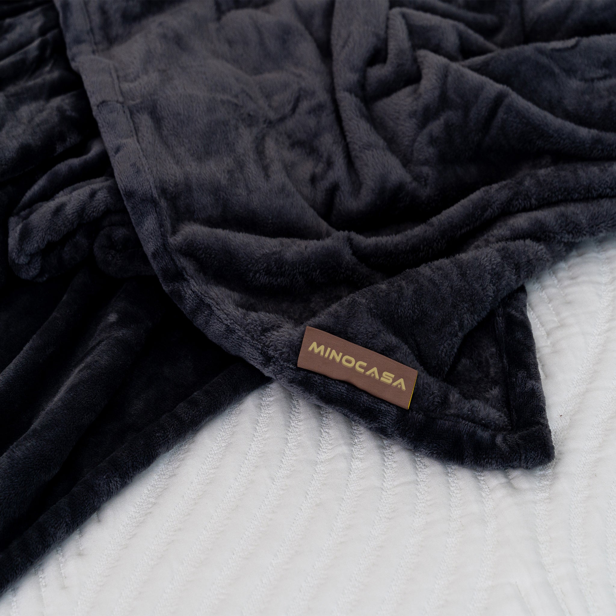 Minocasa Flannel Fleece Oversized Throw Blanket Dark Gray Zoom